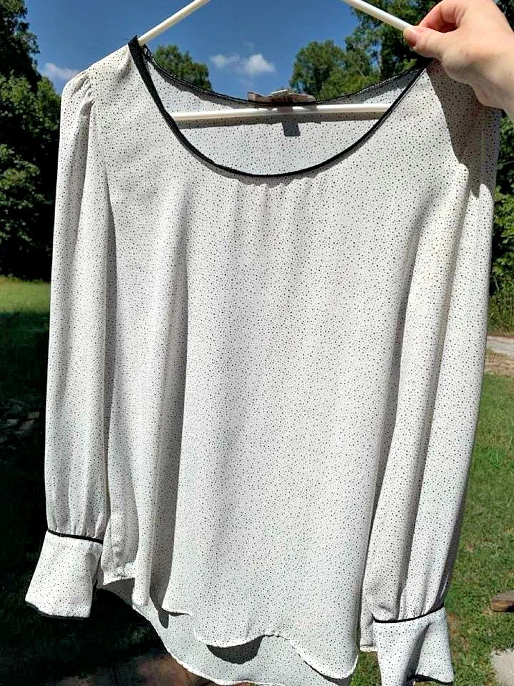 LOFT Polka Dot Blouse in White & Black Size Small Like New